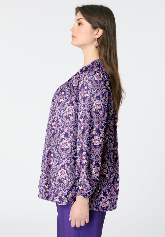 Buttoned V-Neck Blouse image number 2