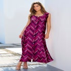 Plus Size Sleveless Hand-Crinkled Button-Front A-Line Maxi &ndash; Curvy Breezy Dress image number null