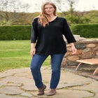 Perfect Three-Quarter Sleeve V-Neck Tee image number null