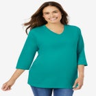 Perfect Three-Quarter Sleeve V-Neck Tee image number null