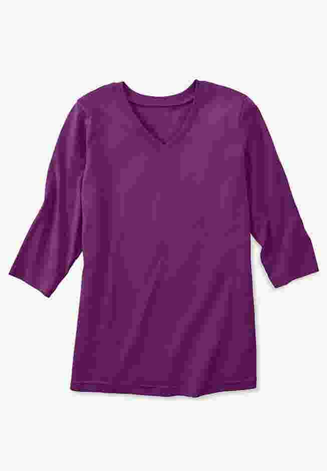Perfect Three-Quarter Sleeve V-Neck Tee image number 5