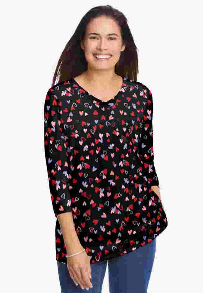 Perfect Three-Quarter Sleeve V-Neck Tee image number 6