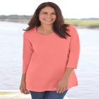 Perfect Three-Quarter Sleeve V-Neck Tee image number null