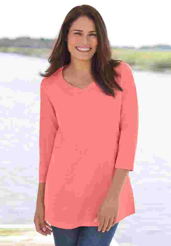 Perfect Three-Quarter Sleeve V-Neck Tee image number 7
