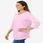 Perfect Three-Quarter Sleeve V-Neck Tee image number null