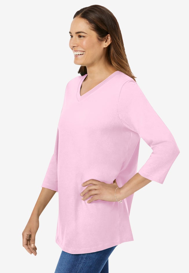 Perfect Three-Quarter Sleeve V-Neck Tee image number 2