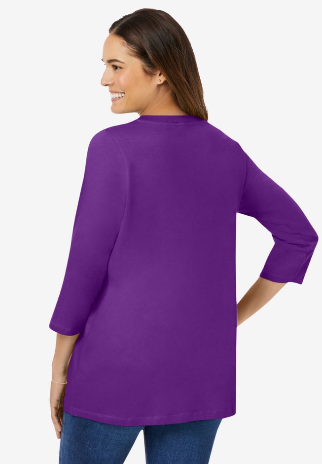 Perfect Three-Quarter Sleeve V-Neck Tee image number 1