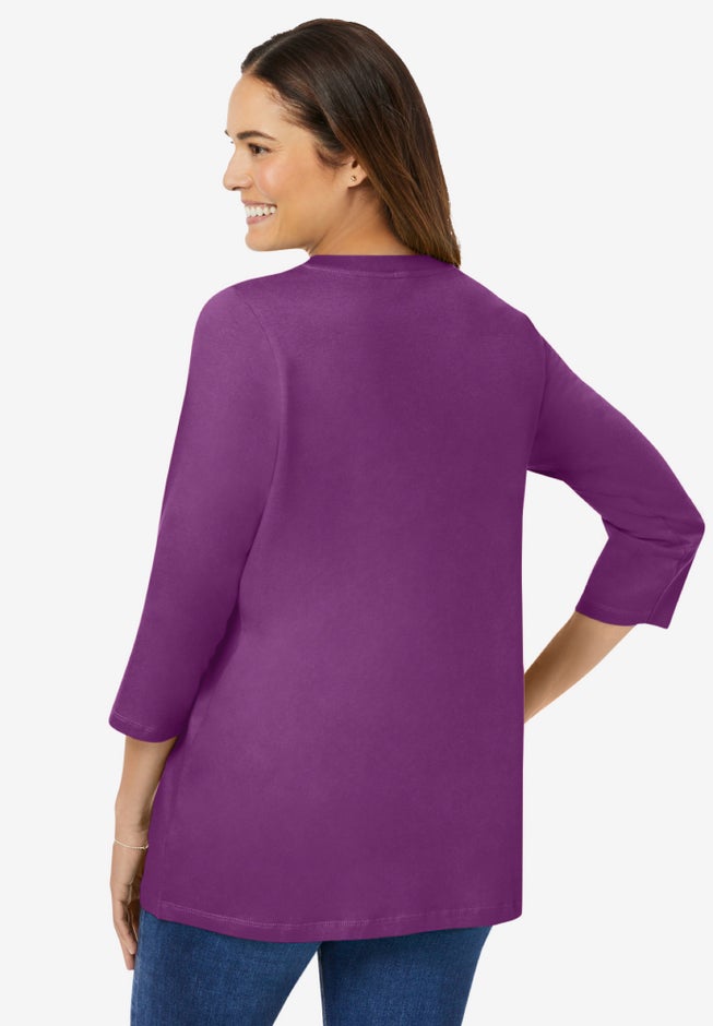 Perfect Three-Quarter Sleeve V-Neck Tee image number 1