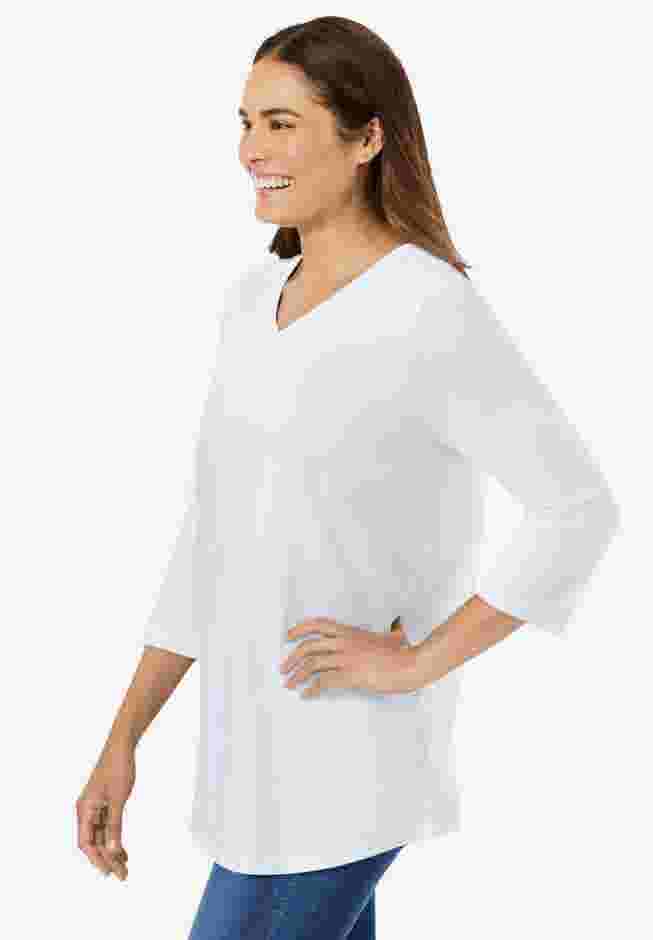 Perfect Three-Quarter Sleeve V-Neck Tee image number 2