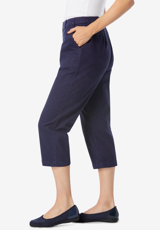 Adjustable Waist Chino Capri image number null