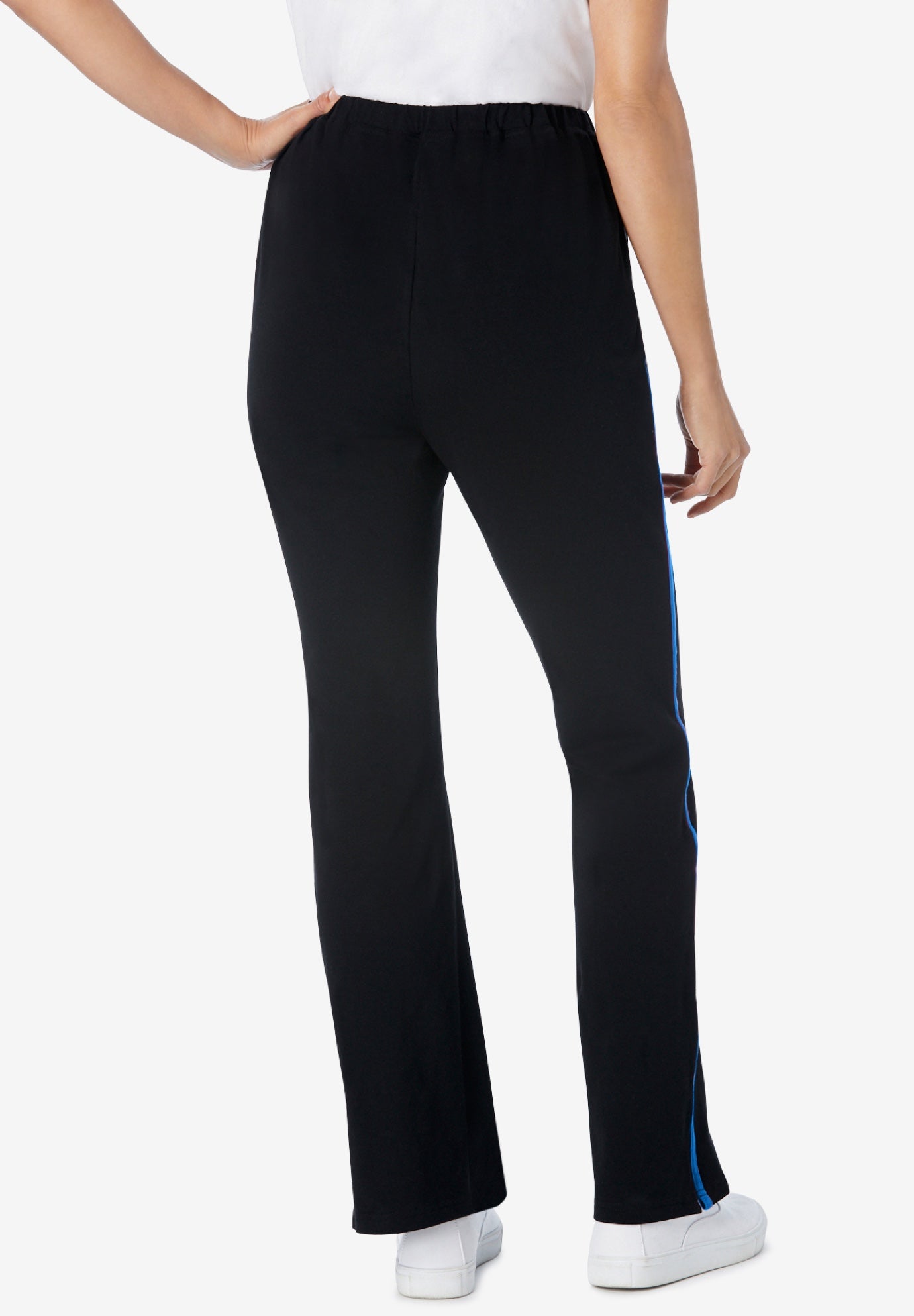 Stretch-Cotton Knit Pull-On Bootcut Side-Stripe Leggings image number 2