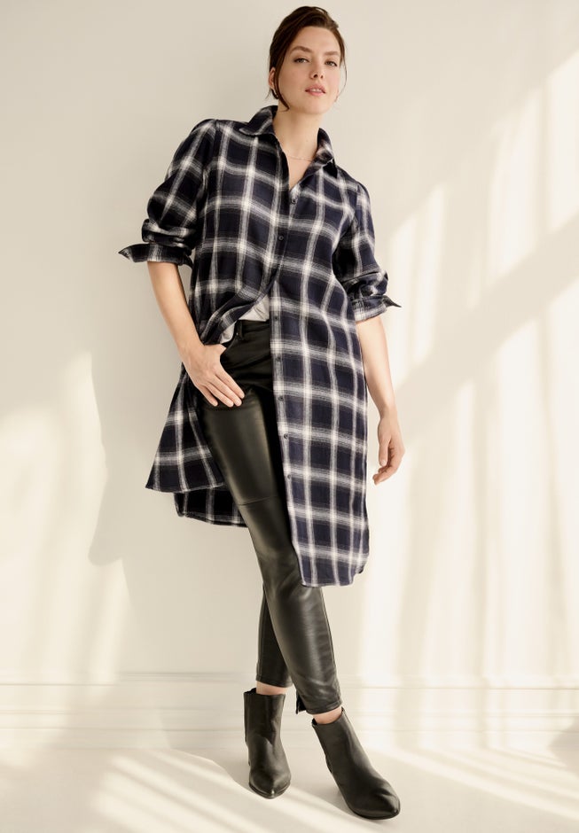 Flannel Button-Front Mega Tunic image number null