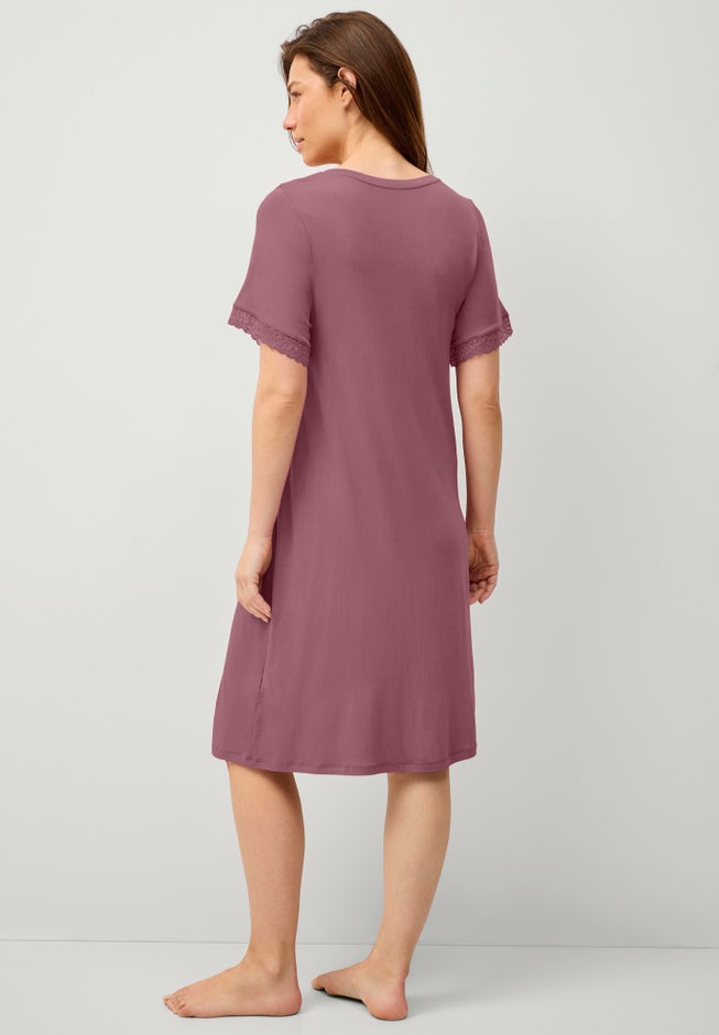 V-Neck Lace Trim Nightgown image number 1