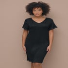 Stretch Knit V-neck Short Sleeve Lace Trim Sleep Shirt image number null