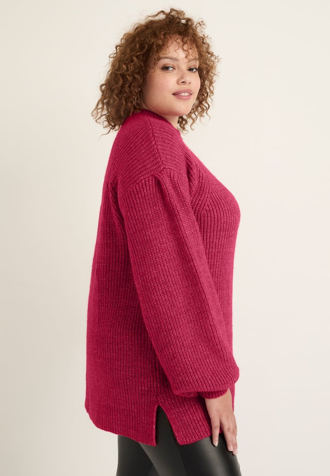 Puff-Sleeve Mockneck Sweater image number 2