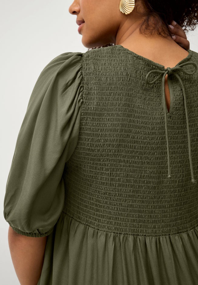 Short Sleeve Smocked Bodice Midi Dress image number 2