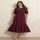 Short Sleeve Smocked Bodice Midi Dress image number 0