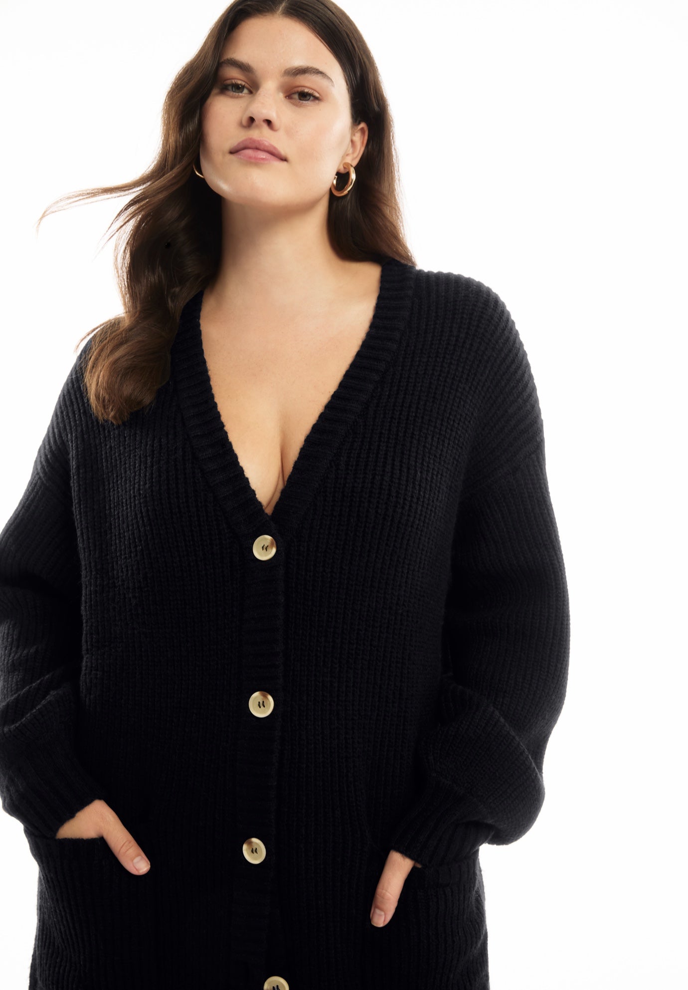 Midi-Length Button-Down Cardigan image number 2