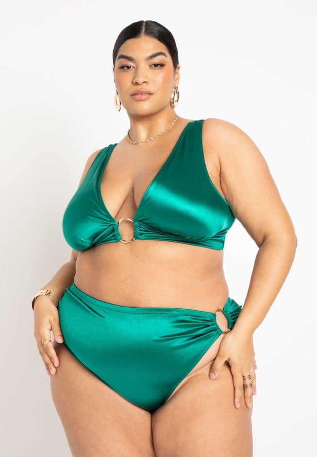 Gabi Fresh Swim x ELOQUII V-Neck Bikini Top with Ring Detail image number 3