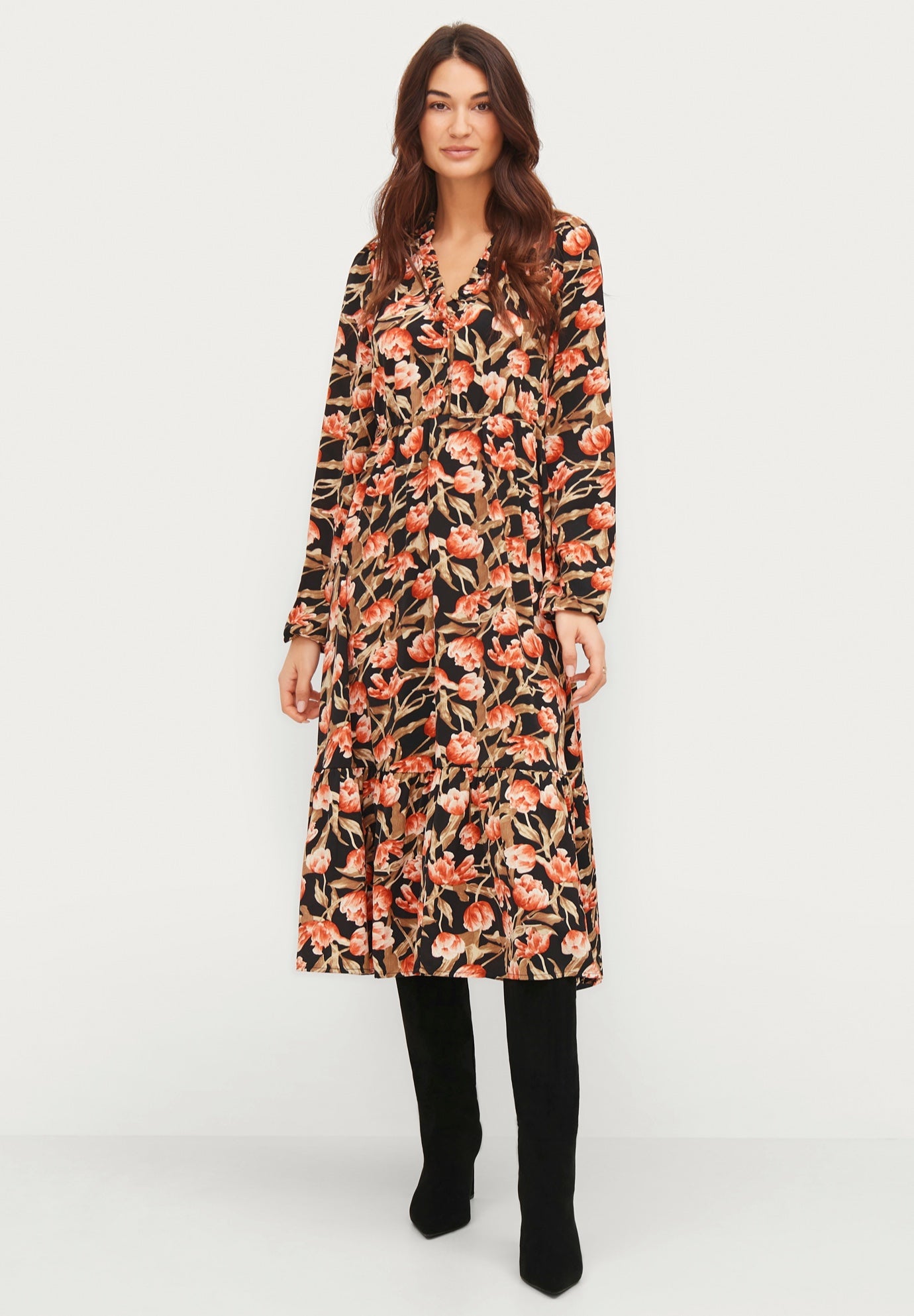 Button Bodice Empire Fit & Flare Dress image number 0