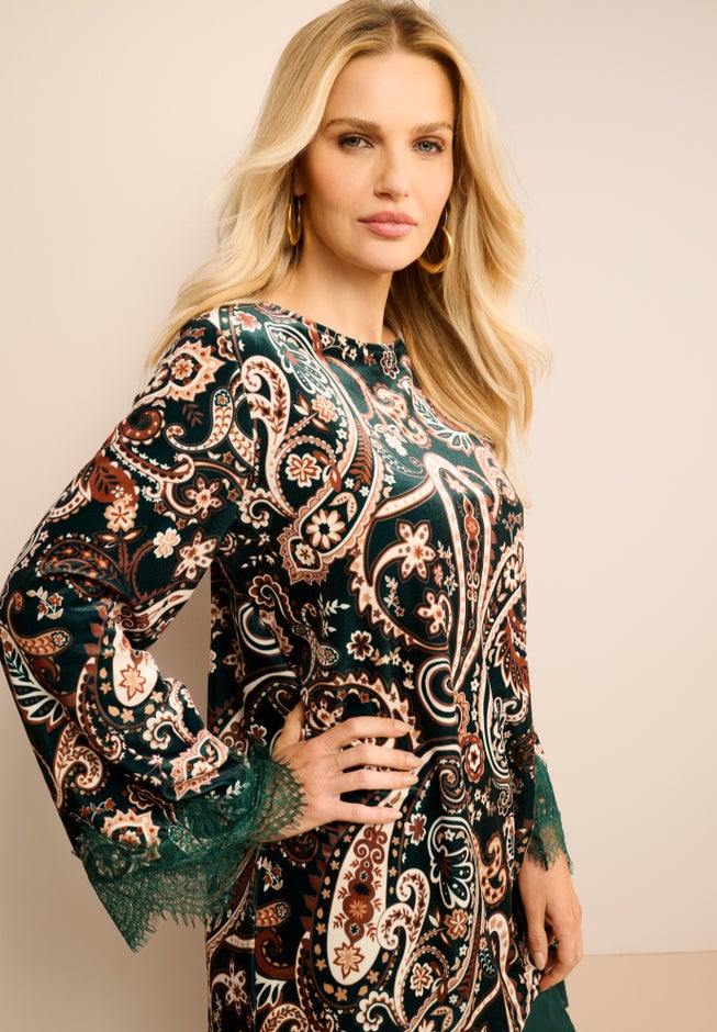 Lace-Trim Velour Tunic image number 2