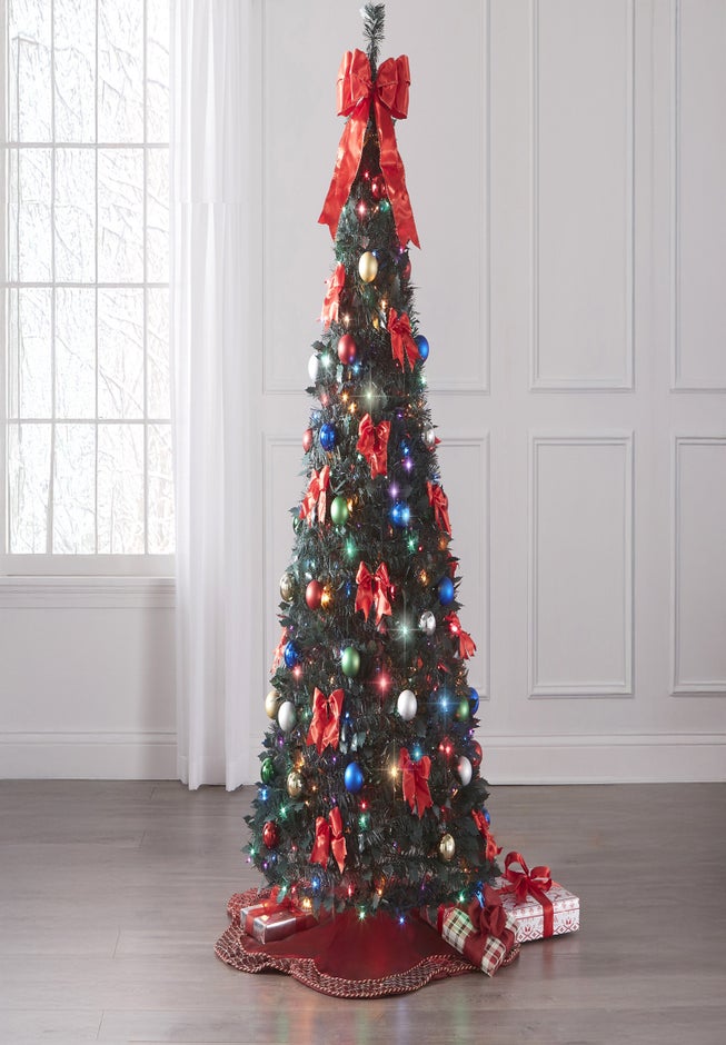 Fully Decorated Pre-Lit 7½’ Pop-Up Christmas Tree image number 1