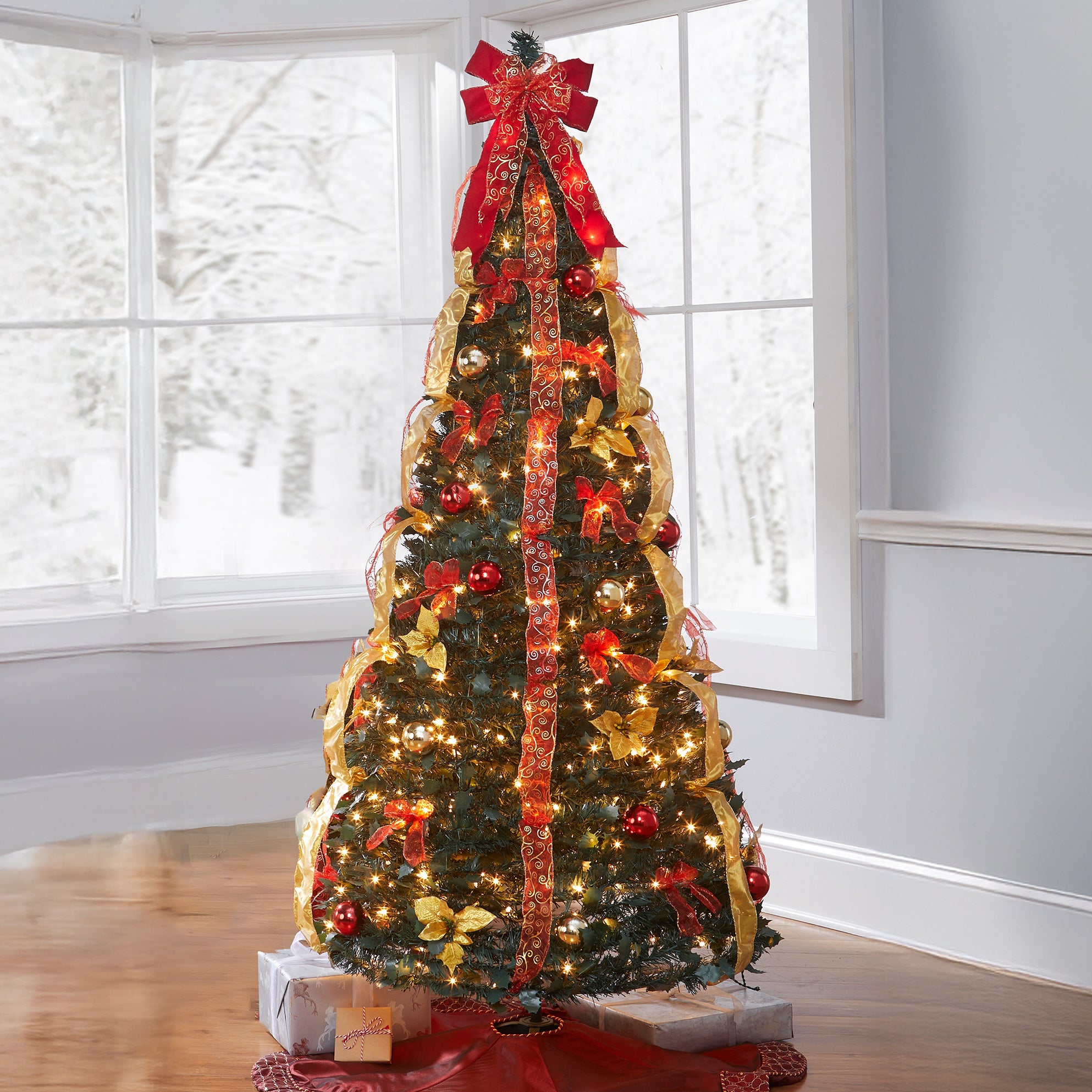 Fully Decorated Pre-Lit 7&frac12;FT Pop-Up Christmas Tree image number 0