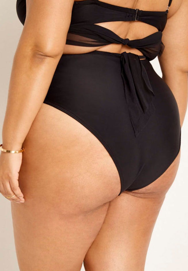 Gabi Fresh Swim x ELOQUII Wrap Detail Mesh High Waisted Bikini Bottom image number 2