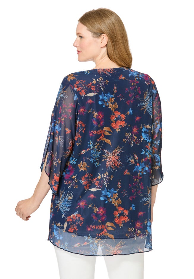 Miracle Mesh Tulip Three-Quarter Sleeve Tunic image number 1