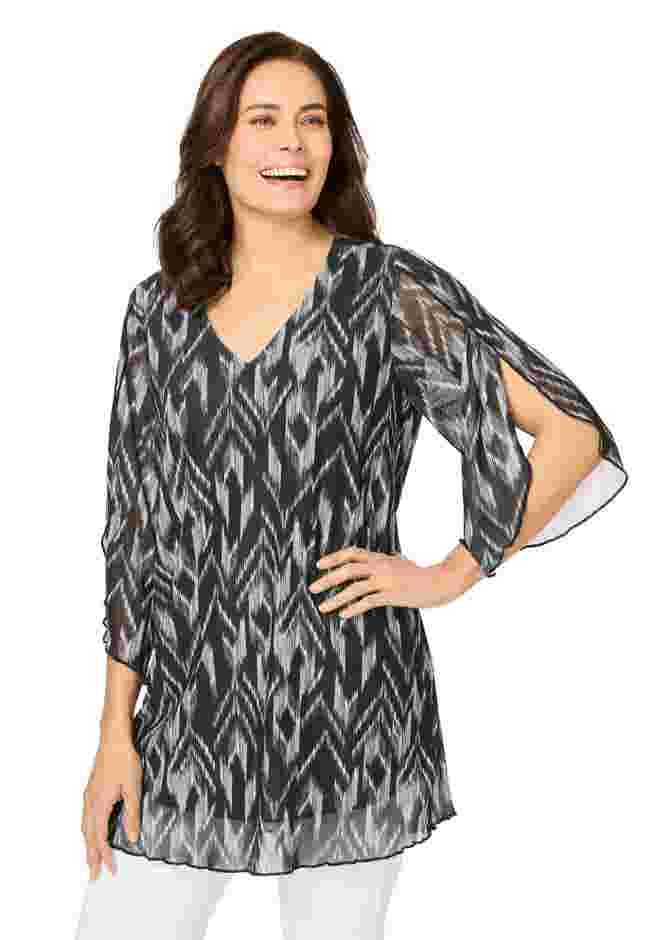 Miracle Mesh Tulip Three-Quarter Sleeve Tunic image number 4