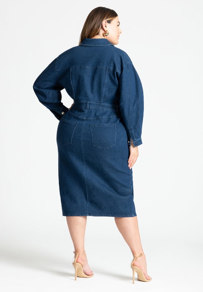 Oversized Denim Midi Dress image number 1