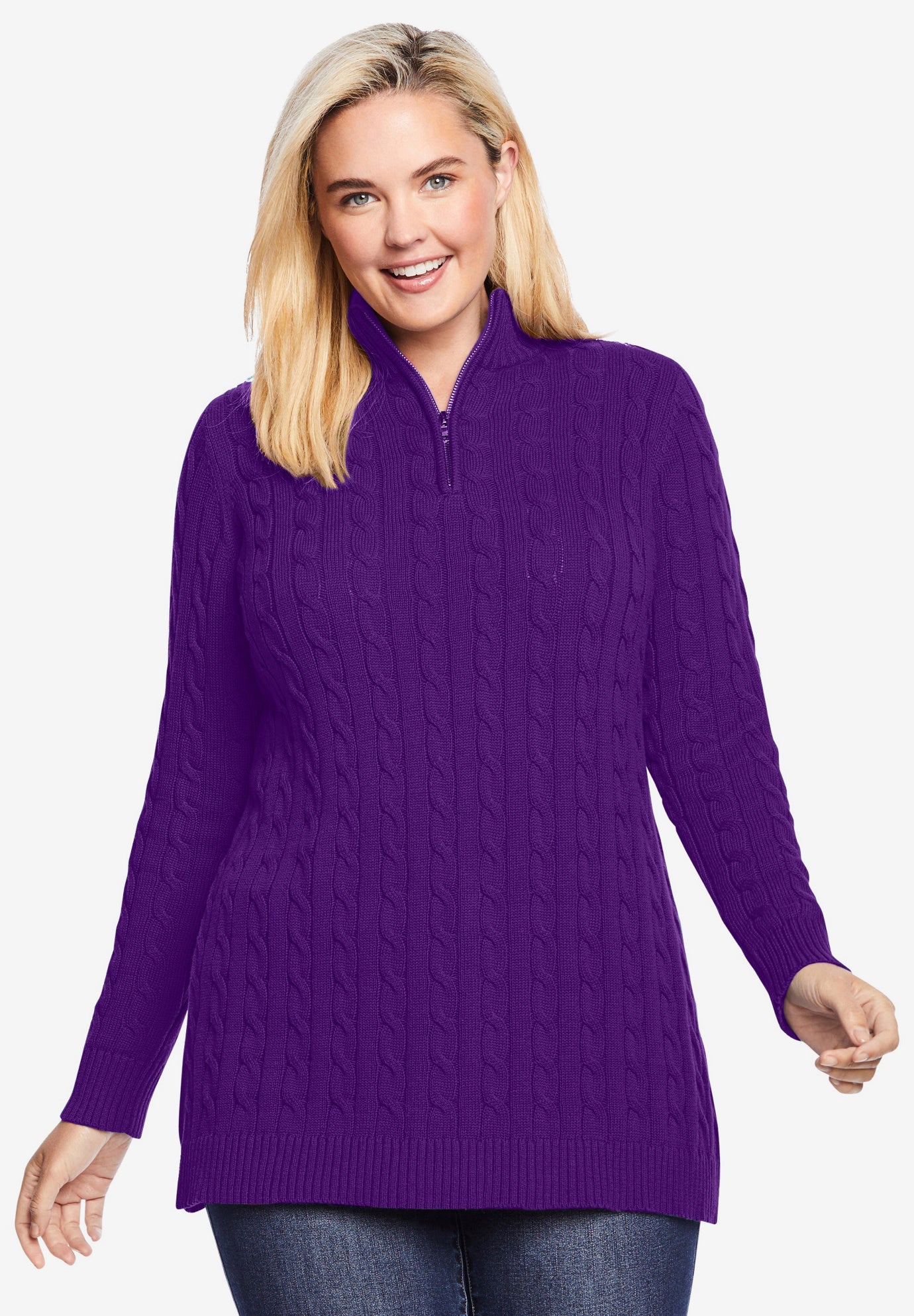 Cable Knit Half-Zip Pullover Sweater image number 0