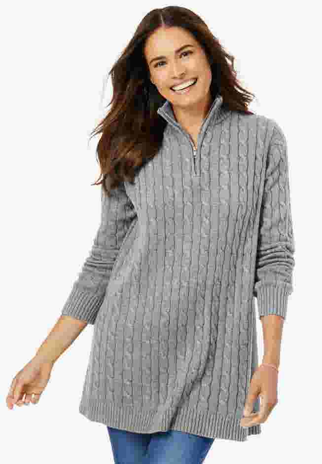 Cable Knit Half-Zip Pullover Sweater image number 0