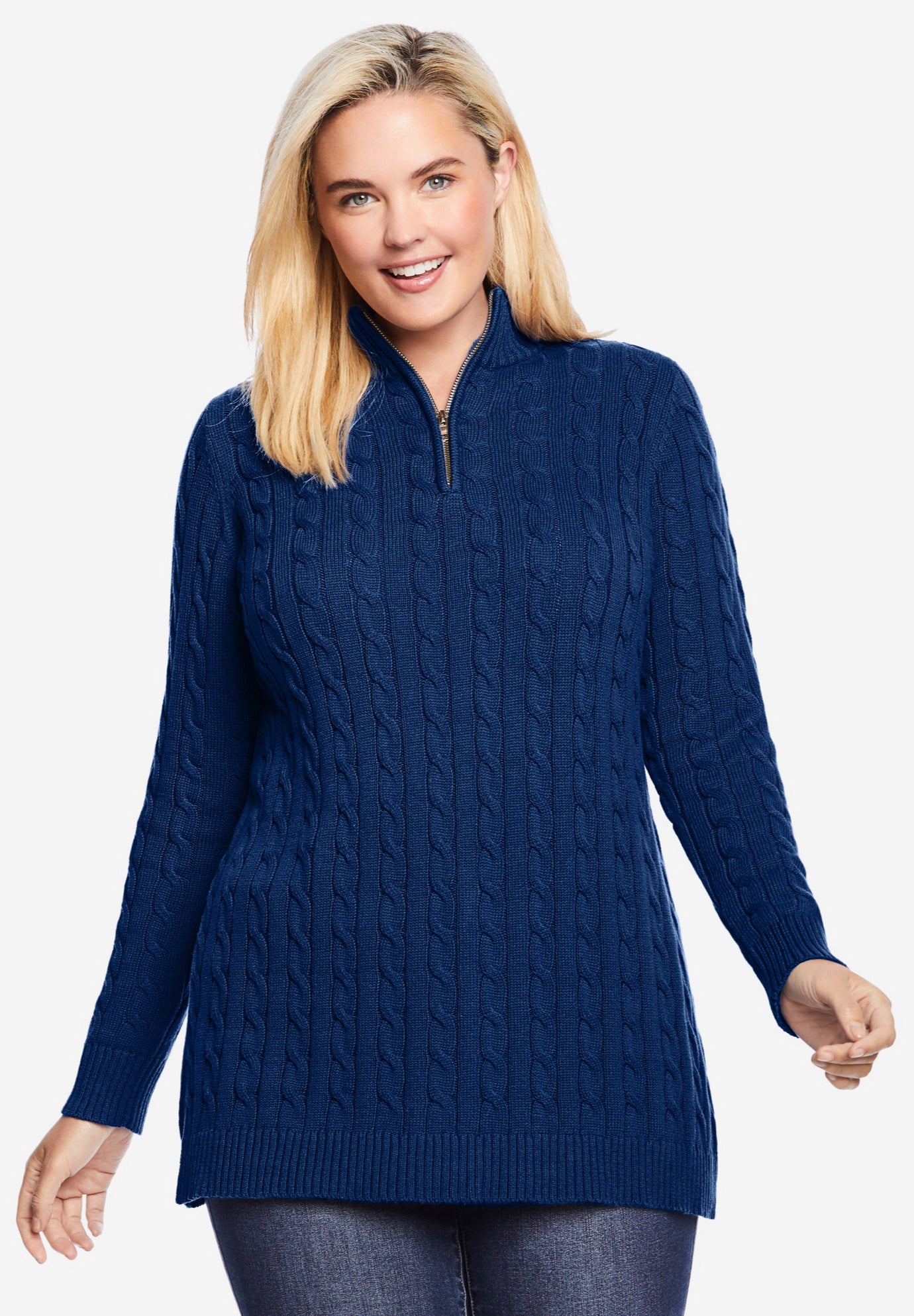 Cable Knit Half-Zip Pullover Sweater image number 0