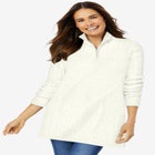 Cable Knit Half-Zip Pullover Sweater image number null