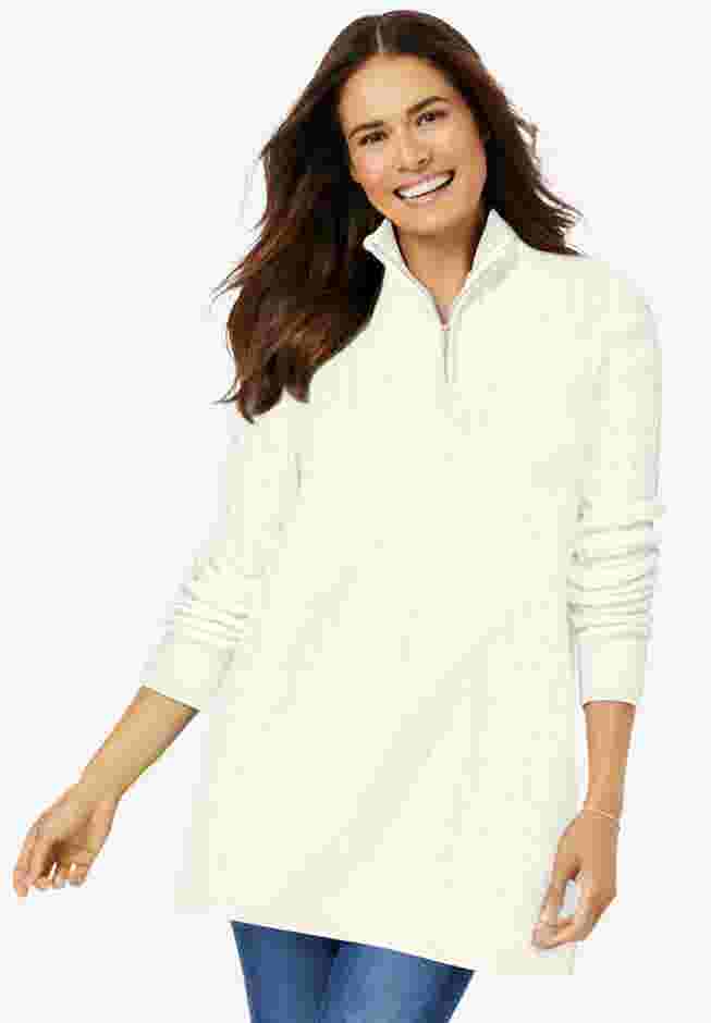 Cable Knit Half-Zip Pullover Sweater image number 0