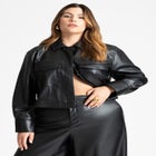 Cropped Faux Leather Jacket image number null