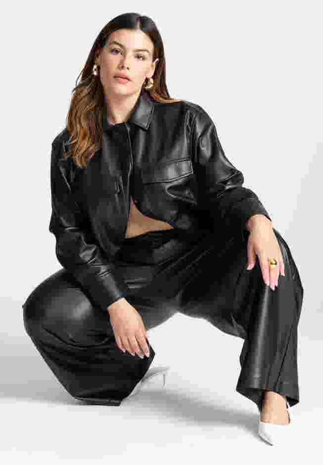 Cropped Faux Leather Jacket image number 4