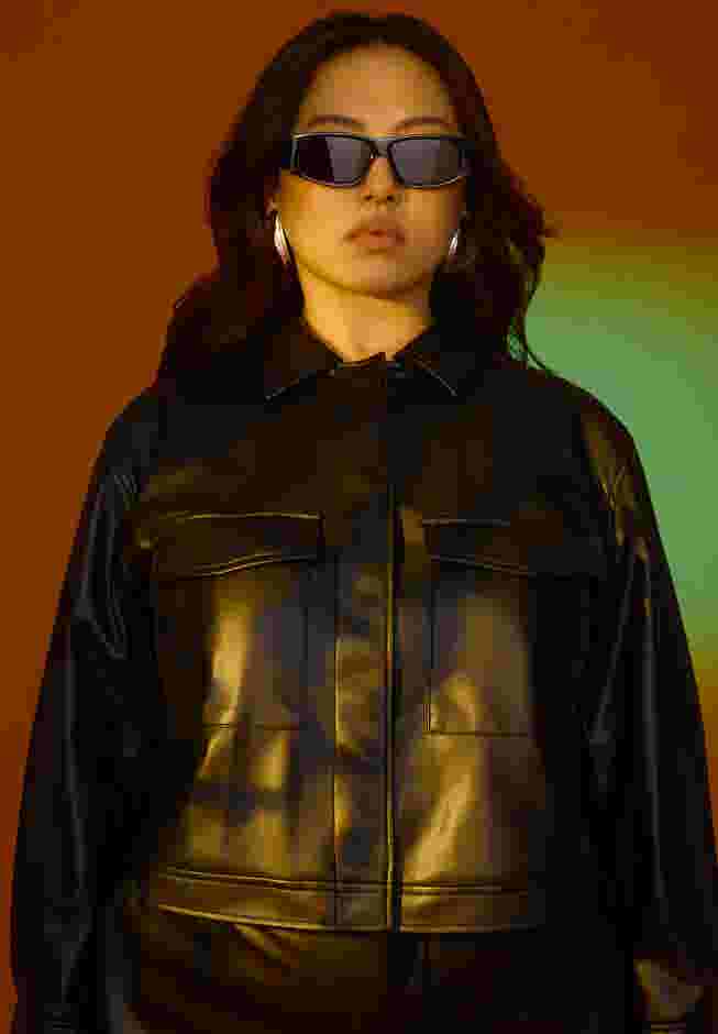Cropped Faux Leather Jacket image number 0