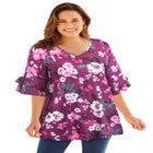 Ruffled Elbow-Sleeve Tunic image number null