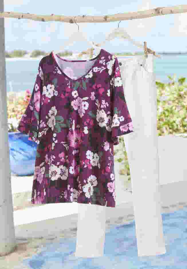 Ruffled Elbow-Sleeve Tunic image number 2