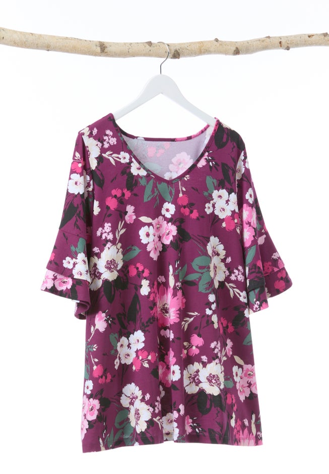 Ruffled Elbow-Sleeve Tunic image number 8