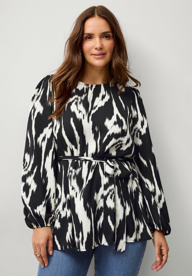 Blouson Sleeve Belted Tunic image number 0