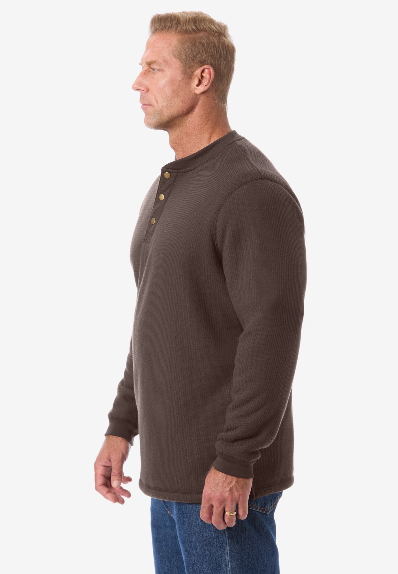 Bonded Sherpa Waffle Henley image number 2