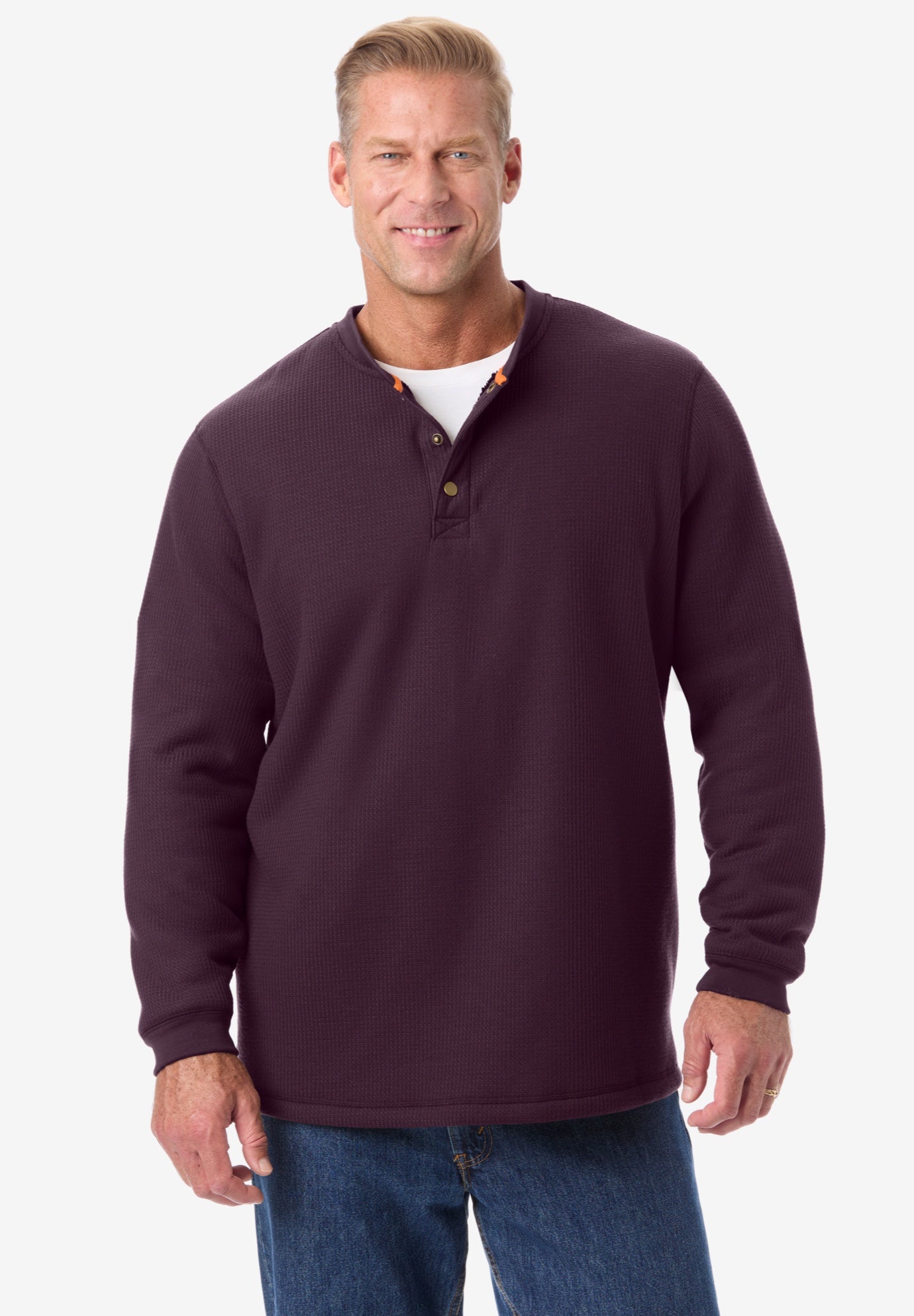 Bonded Sherpa Waffle Henley image number 3
