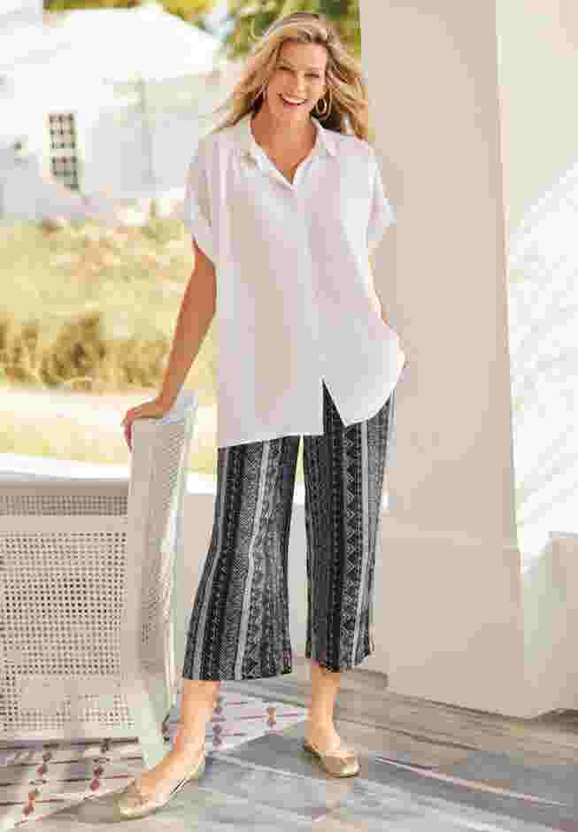 Pull-On Elastic-Waist Soft Capri image number 1