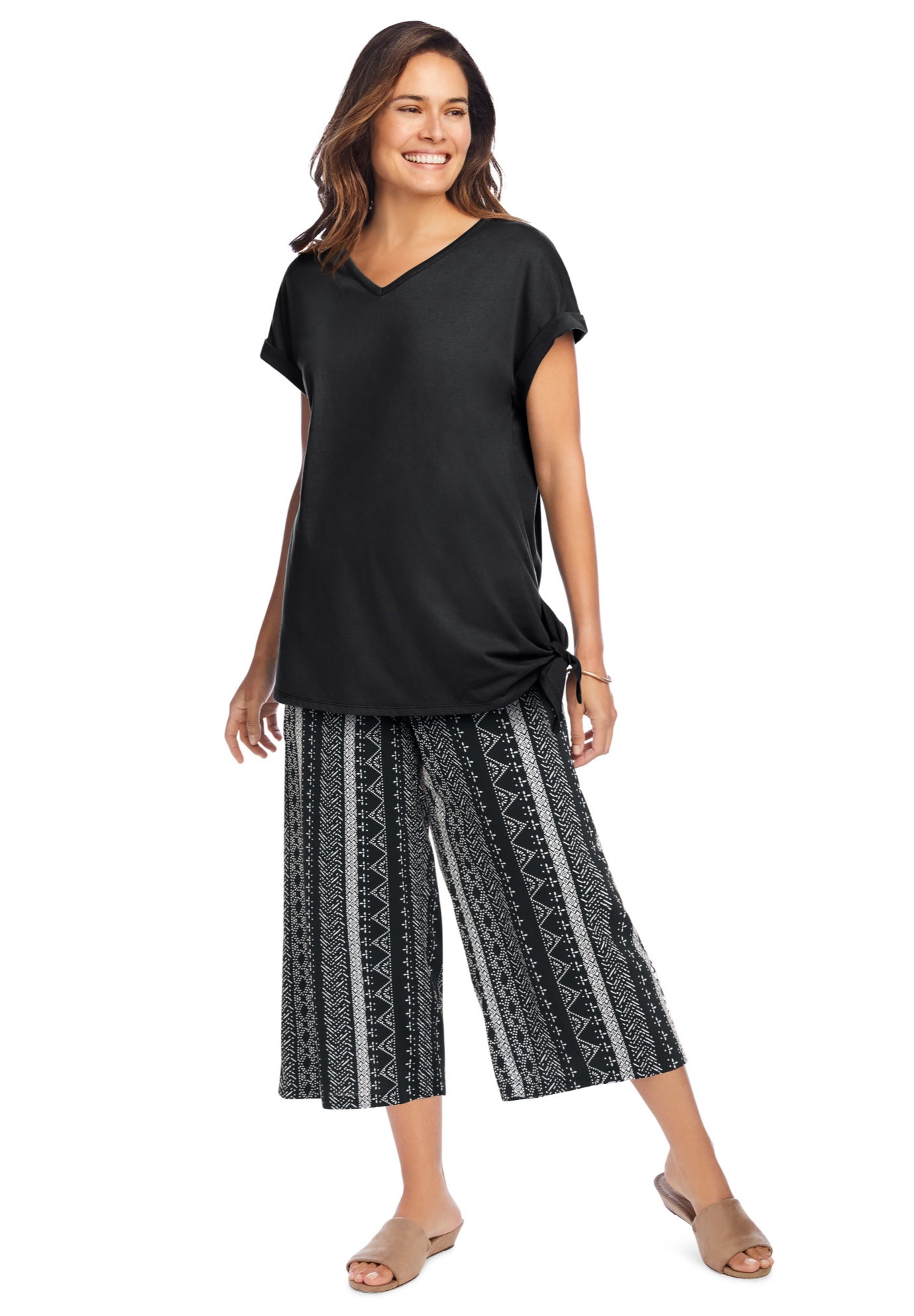 Pull-On Elastic-Waist Soft Capri image number 1