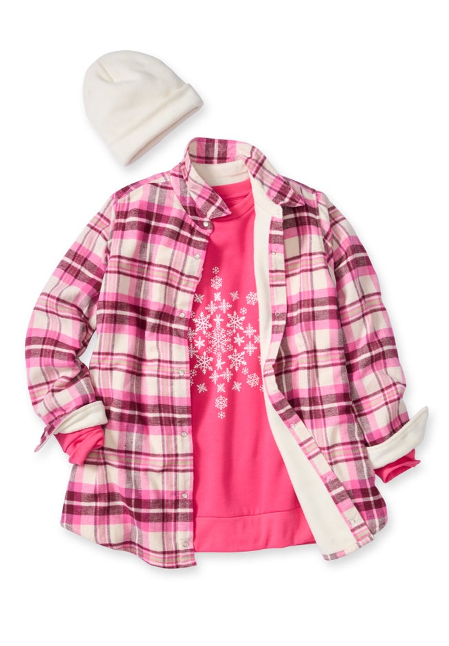 Fleece Flannel Snap-Front Shirt image number 2