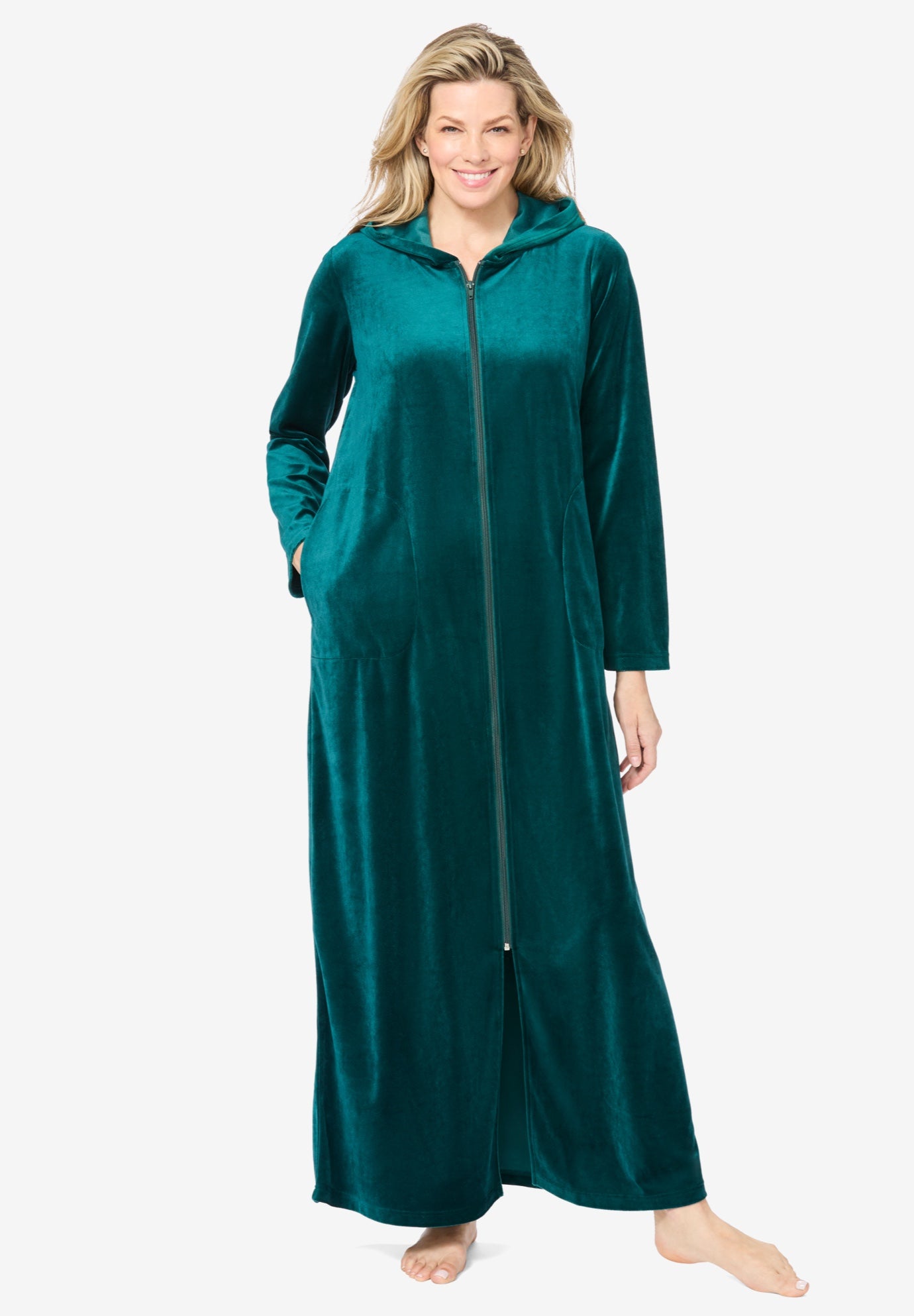 Dreams & Co® Hooded Velour Robe image number 0