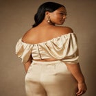 Bridal by ELOQUII Off The Shoulder Draped Bustier Top image number null
